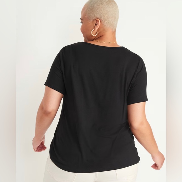 🆕 Old Navy Women’s Luxe Crew Neck Short Sleeve T-Shirt Black L 12-14 Tall Long - Picture 5 of 15